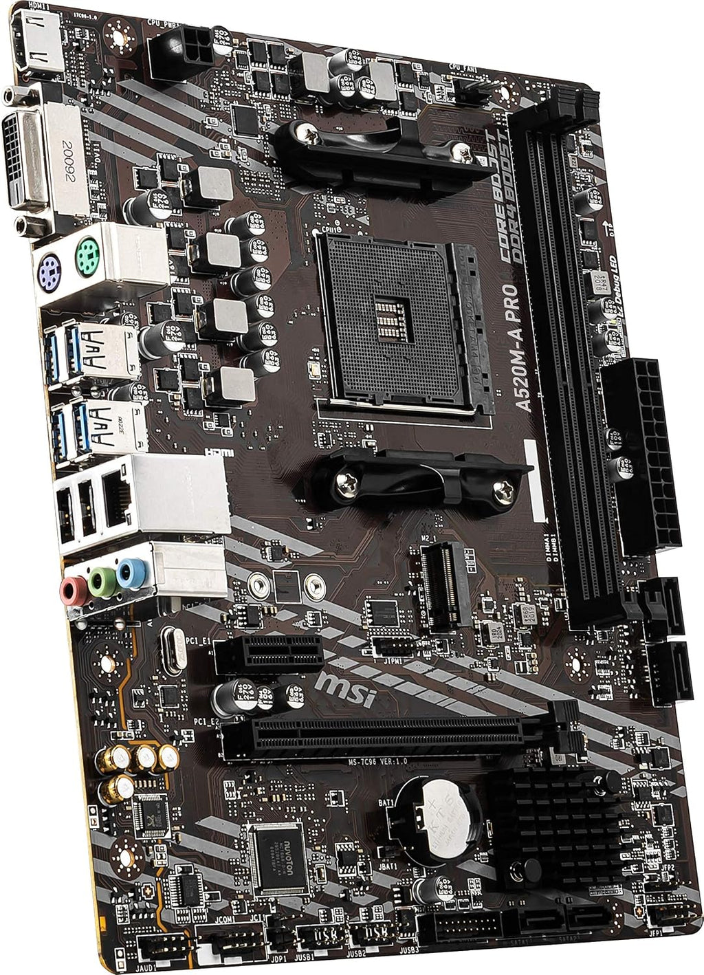 MSI A520M-A PRO Gaming Motherboard (AMD AM4, DDR4, Pcie 3.0, SATA 6Gb/S, M.2, USB 3.2 Gen 1, DVI/HDMI, Micro-Atx)