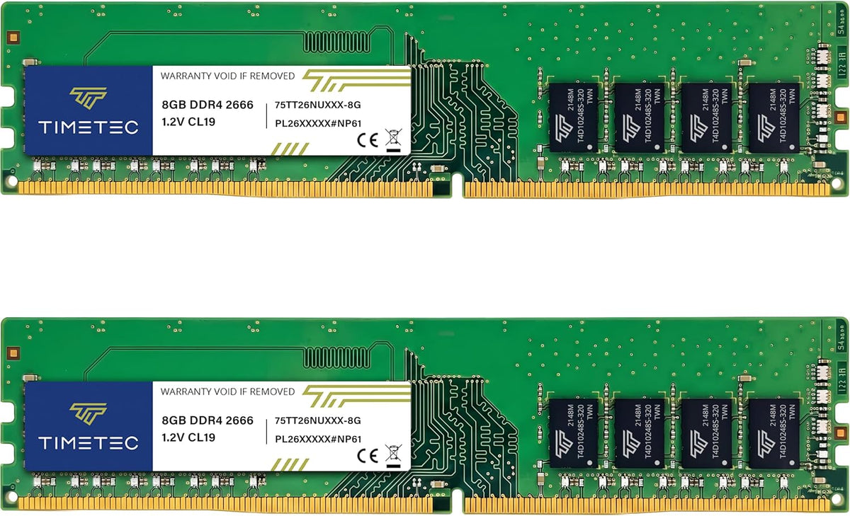 Timetec 16 GB KIT (2X8 GB) DDR4 2666 Mhz (PC4-2666V) PC4-21300 UDIMM Desktop-Ram – Non-Ecc Unbuffered, 288 Pin, 1,2 V, CL19 Dimm-Speichermodul