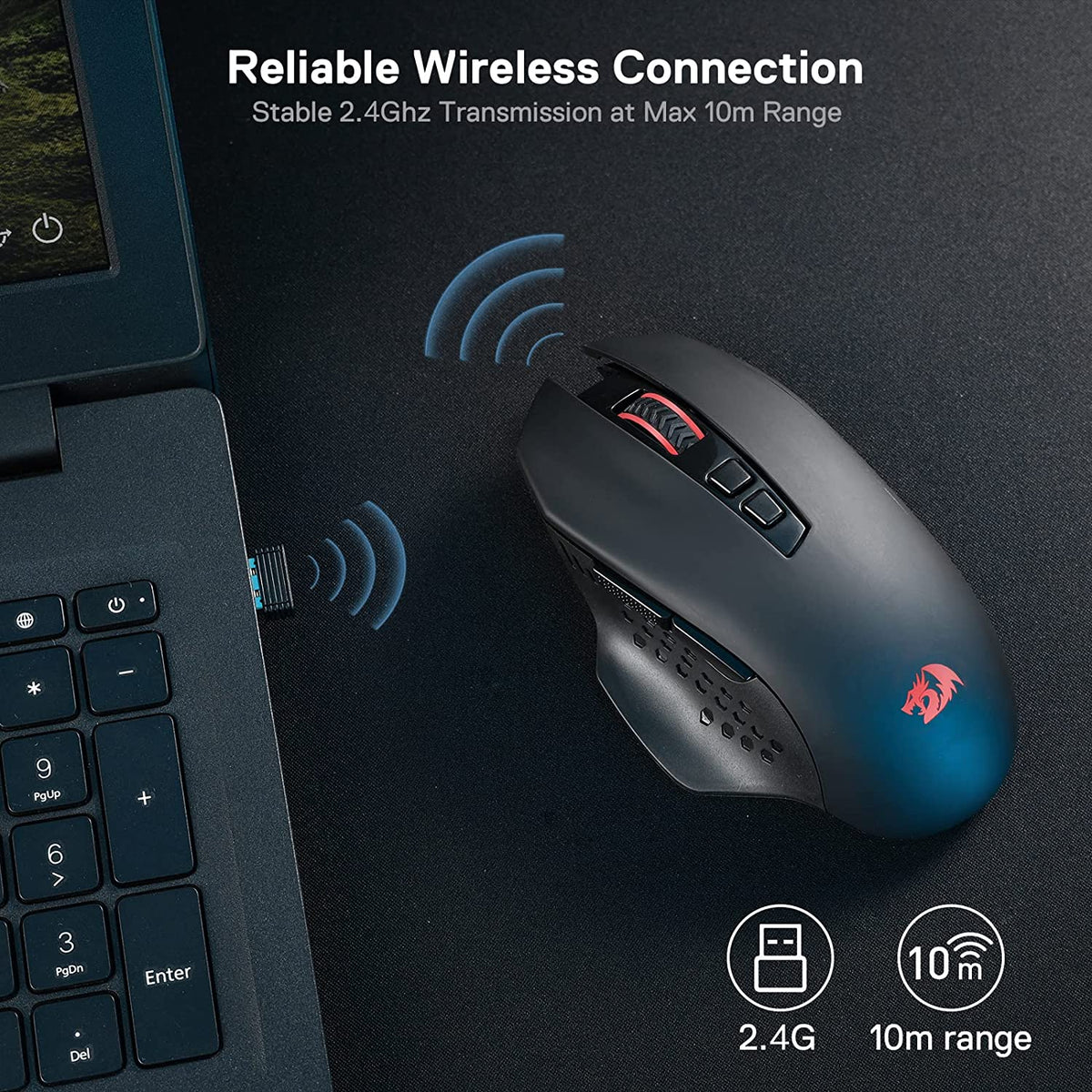 Redragon M656 Gainer Kabellose Gaming Maus 2,4 Ghz 4000 DPI