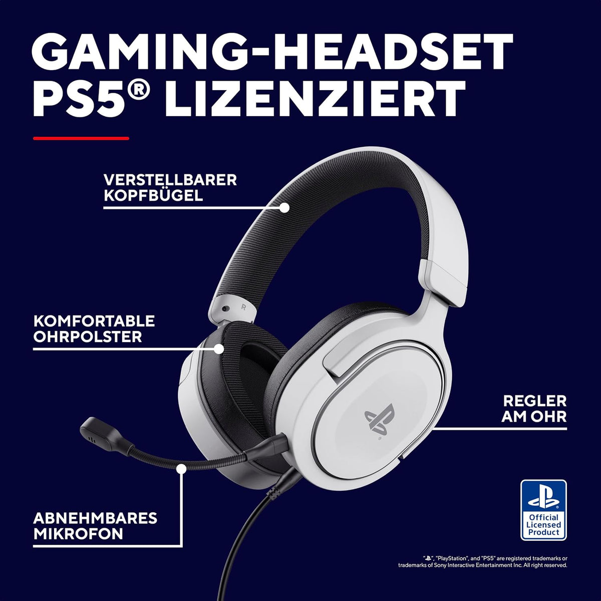 Gxtrust Forta PS5 Gaming Headset Lizenziert Für Playstation 5, Weiß