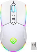 Kabellose Gaming Maus, Dual Mode 2.4Ghz/Bluetooth 5.1 Maus Gaming, RGB LED Hintergrundbeleuchtung, Ergonomische Maus Mit 6 Tasten, Wiederaufladbare Computer Maus Für PC, Mac, Laptop (Weiß)