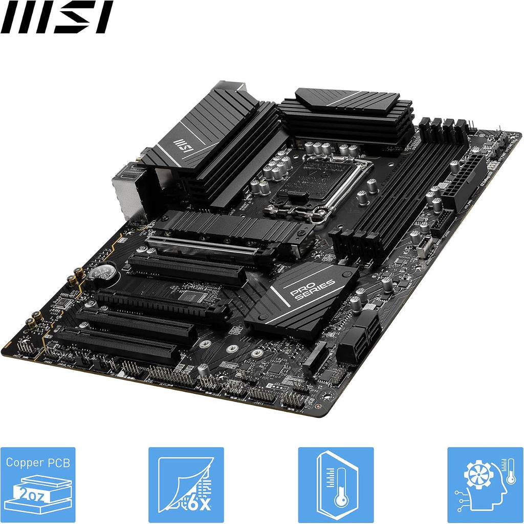 MSI PRO B760-P Wifi DDR4 Mainboard, ATX - Unterstützt Intel 12., 13. & 14. Gen Core Prozessoren, LGA 1700 - DDR4 Memory Boost 5333+Mhz/Oc, Pcie 4.0 X16 Slots, M.2 Gen4 Slots, 2.5G LAN, Wi-Fi 6E