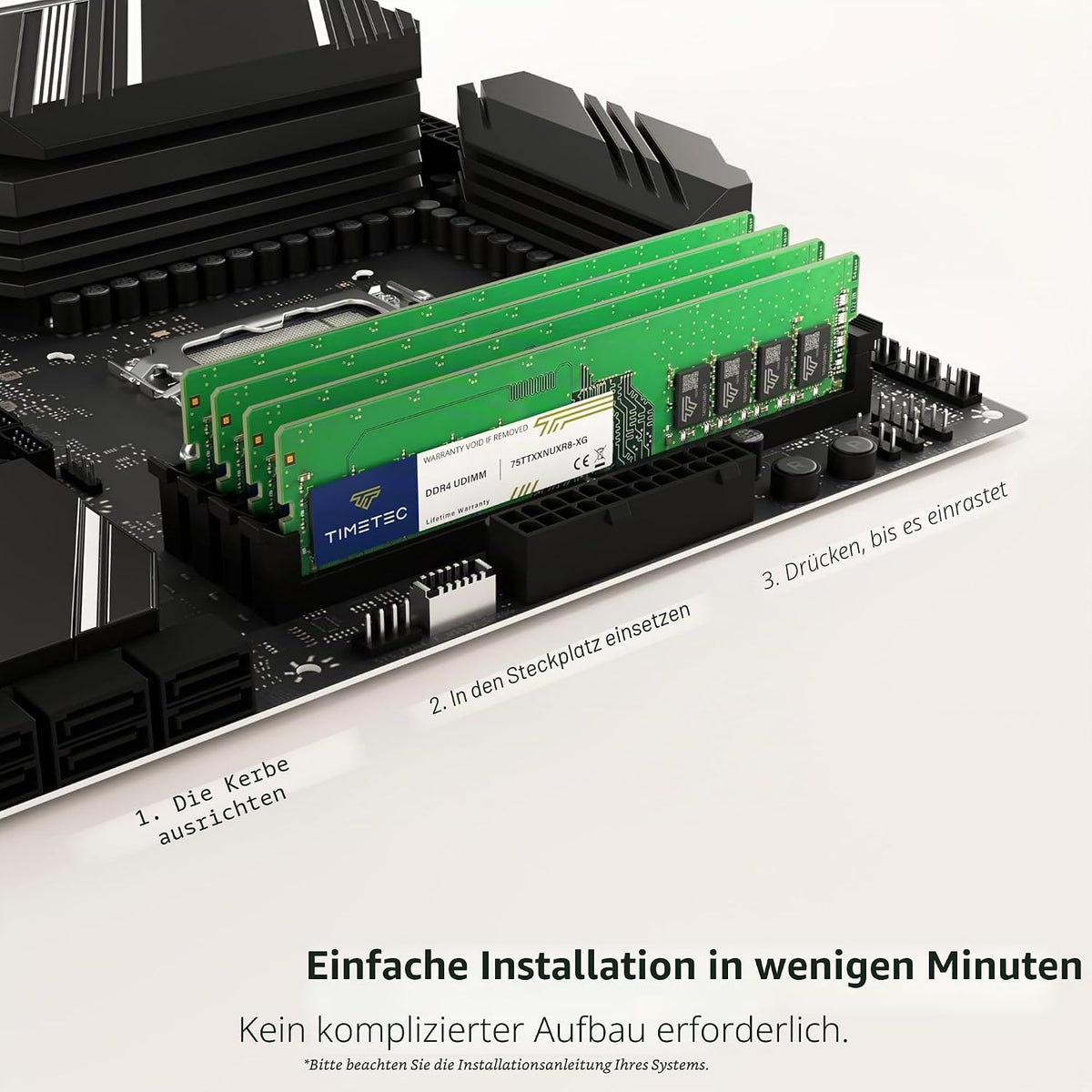 Timetec 16 GB KIT (2X8 GB) DDR4 2666 Mhz (PC4-2666V) PC4-21300 UDIMM Desktop-Ram – Non-Ecc Unbuffered, 288 Pin, 1,2 V, CL19 Dimm-Speichermodul