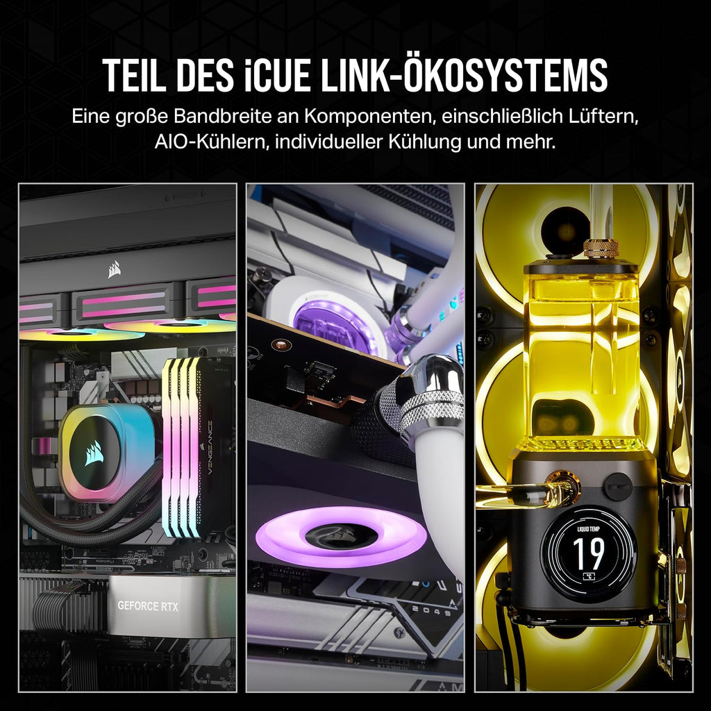 CORSAIR Icue LINK QX120 RGB 120Mm RGB Lüfter - Dreierpack - Schwarz