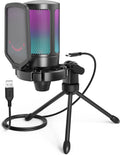 FIFINE Gaming Mikrofon PC, USB Microphone Für Streaming Podcast Studio, Mit Mikrofon Ständer Und Stummschalttaste, Für PS4 PS5 Mac
