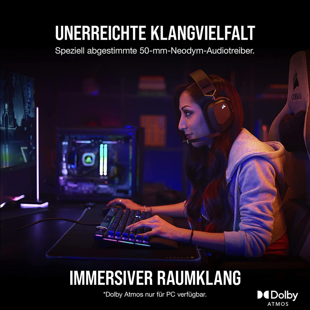 CORSAIR HS80 RGB WIRELESS Gaming Headset – Schwarz
