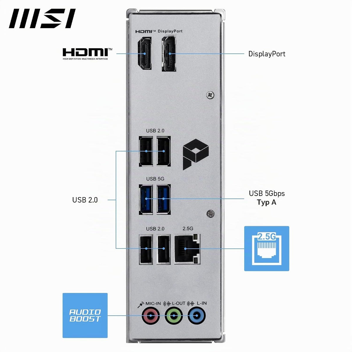 MSI PRO H810M-B Mainboard, Matx - Unterstützt Intel Core Ultra Prozessoren (Series 2), LGA 1851 - DDR5 Memory Boost (6400 Mt/S MAX), Pcie 5.0 X16, M.2 Gen4, 2.5G LAN