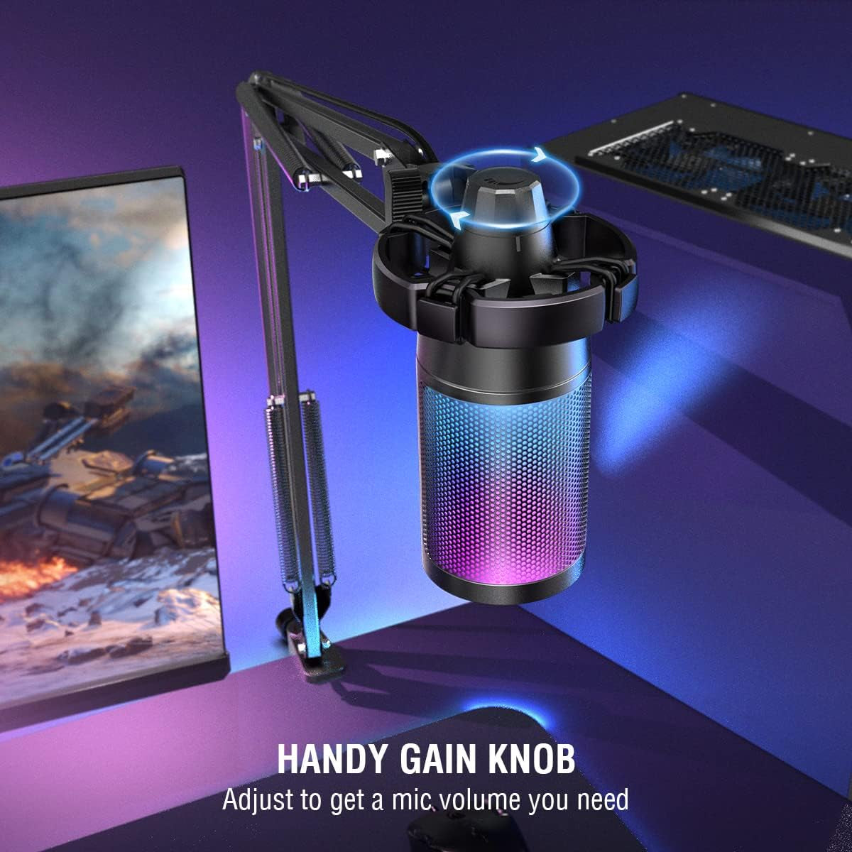 FIFINE Gaming Mikrofon PC Mit Arm, USB Microphone Kit Mit Stummschalttaste Für Podcast Streaming Studio, Für MAC PS4 PS5