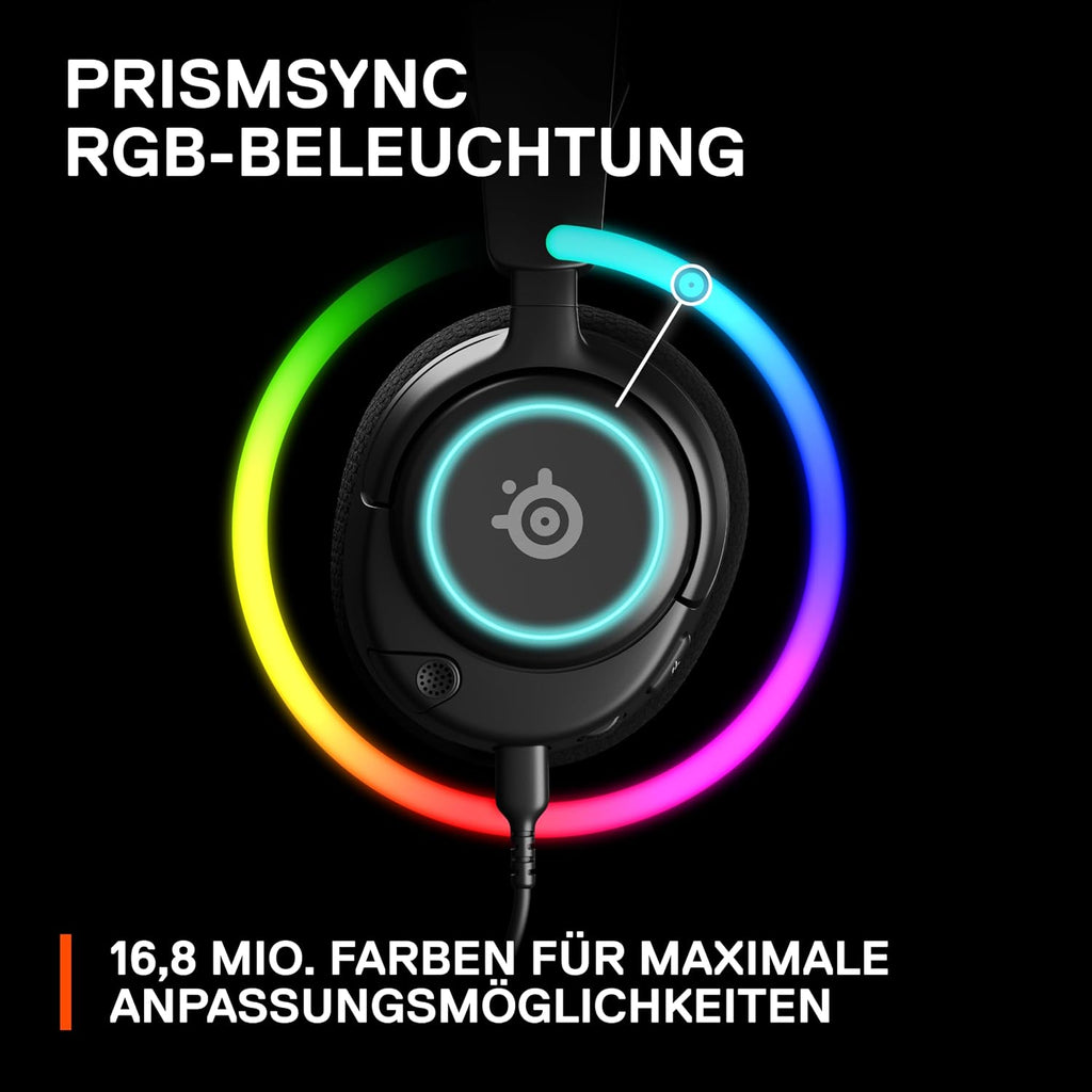 Steelseries Arctis Nova 3 - Multi-System Gaming-Headset – Hi-Fi-Treiber – 360° Surround-Sound –Rgb-Beleuchtung – Memory Foam-Ohrpolster – Ultraleicht – Clearcast Gen 2-Mikrofon – PC, PS5, PS4, Switch