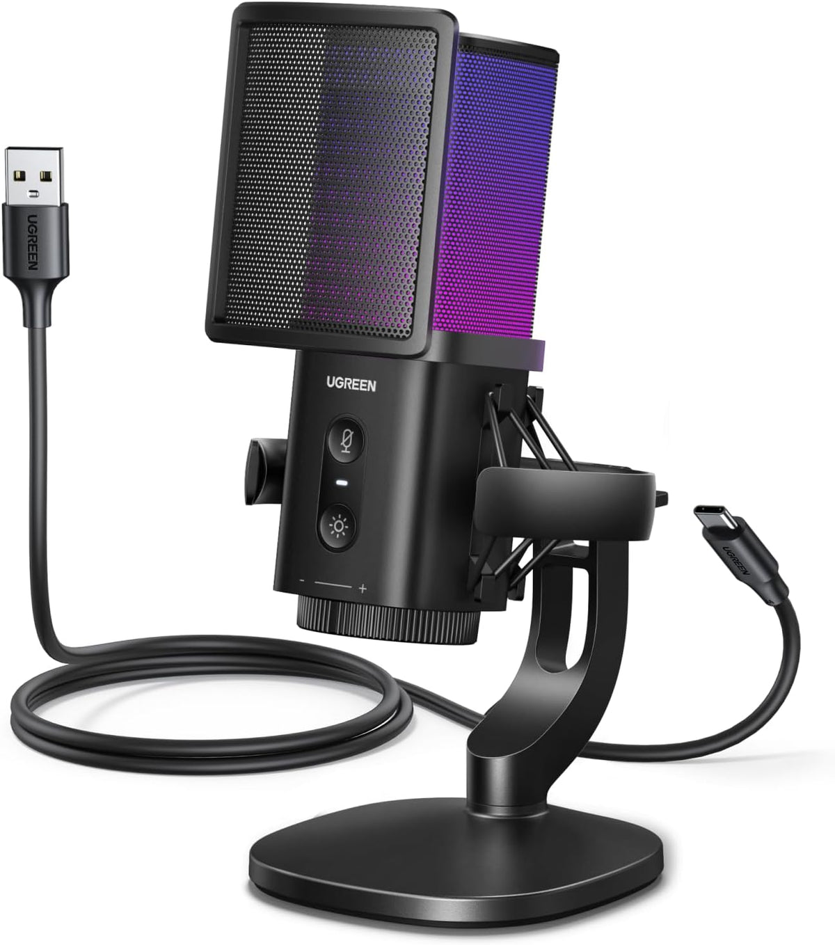 UGREEN Gaming Mikrofon Mit RGB, Dsp-Rauschunterdrückung, 96Khz/24Bit