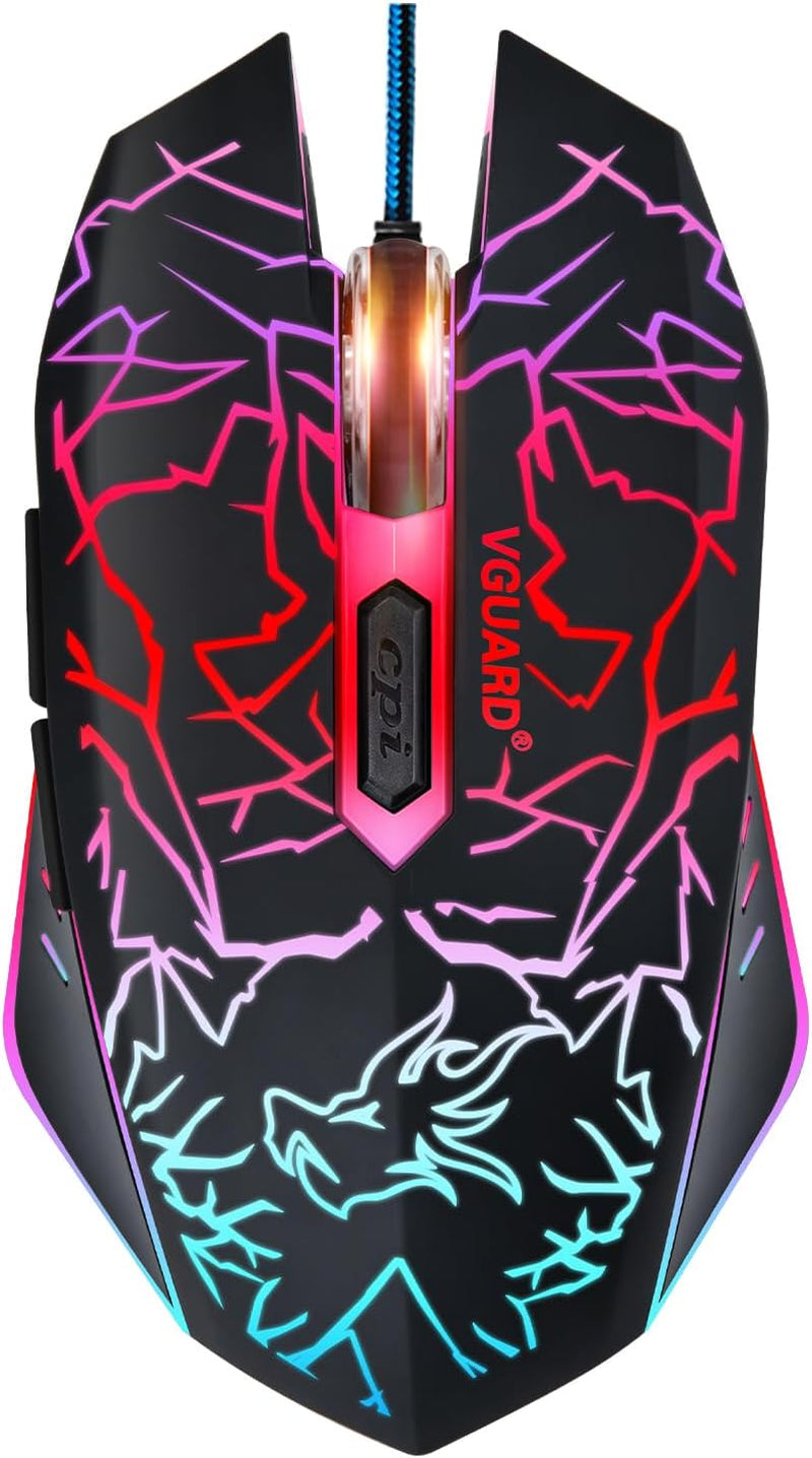 Wired Gaming Maus, 3600 DPI, 6 Programmierbare Tasten, Schwarz