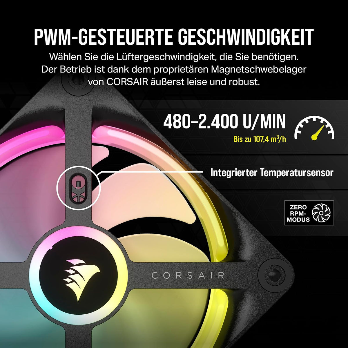 CORSAIR Icue LINK QX120 RGB 120Mm RGB Lüfter - Dreierpack - Schwarz