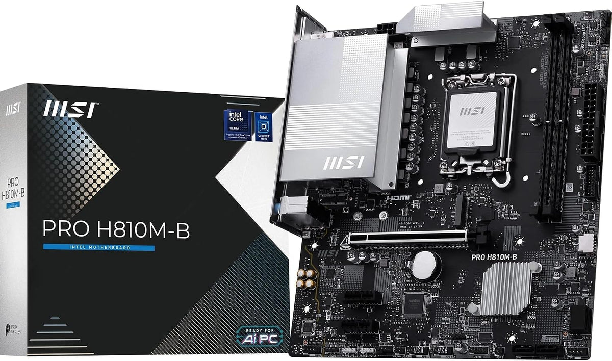 MSI PRO H810M-B Mainboard, Matx - Unterstützt Intel Core Ultra Prozessoren (Series 2), LGA 1851 - DDR5 Memory Boost (6400 Mt/S MAX), Pcie 5.0 X16, M.2 Gen4, 2.5G LAN