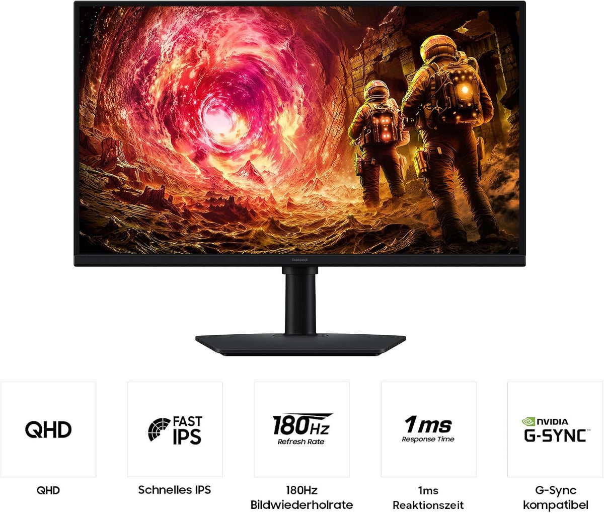 Samsung 27 Zoll Odyssey G50F Gaming Monitor, Pc-Bildschirm Mit Ips-Panel, 2.560 X 1.440 Pixel (QHD), 180 Hz, 1 Ms (G/G), AMD Freesync Premium, NVIDIA G-Sync, HDR10, LS27FG502EUXEN