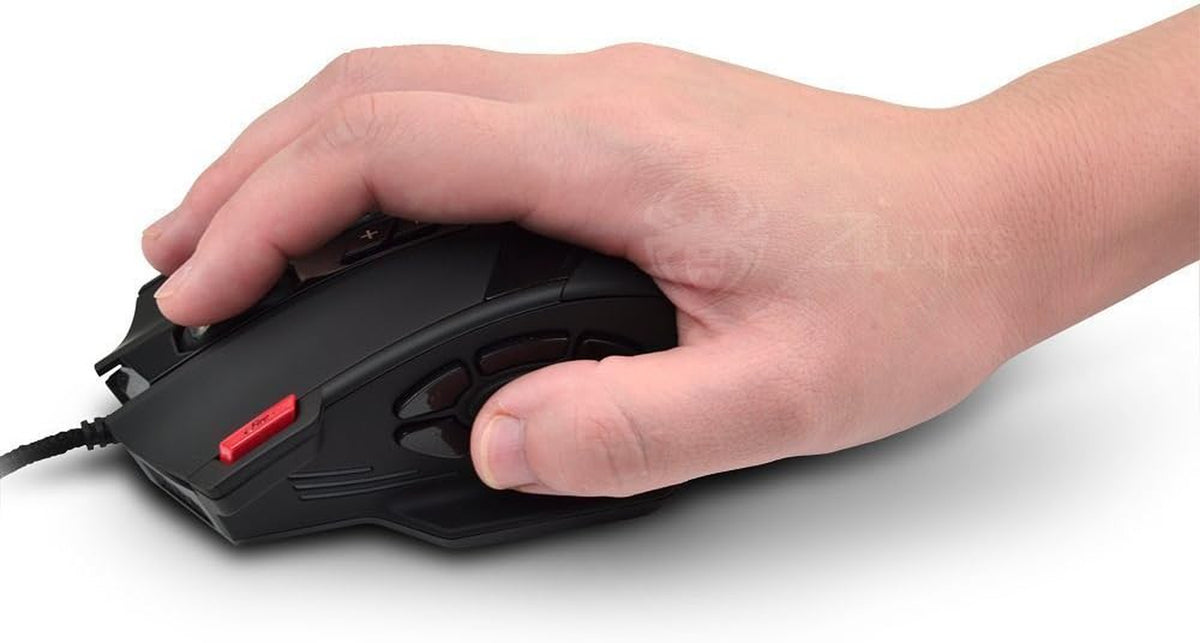 Zelotes Gaming Maus,4000Dpi,12 Programmierbare Tasten,8 Gewichtsblöcke,Ergonomische Design,Rgb Gamer Maus Mit Kabel,Für Pc,Mac,Computer,Laptop,Schwarz