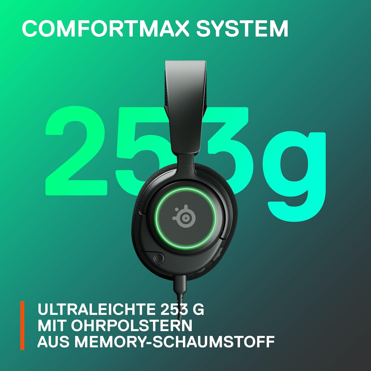 Steelseries Arctis Nova 3 - Multi-System Gaming-Headset – Hi-Fi-Treiber – 360° Surround-Sound –Rgb-Beleuchtung – Memory Foam-Ohrpolster – Ultraleicht – Clearcast Gen 2-Mikrofon – PC, PS5, PS4, Switch