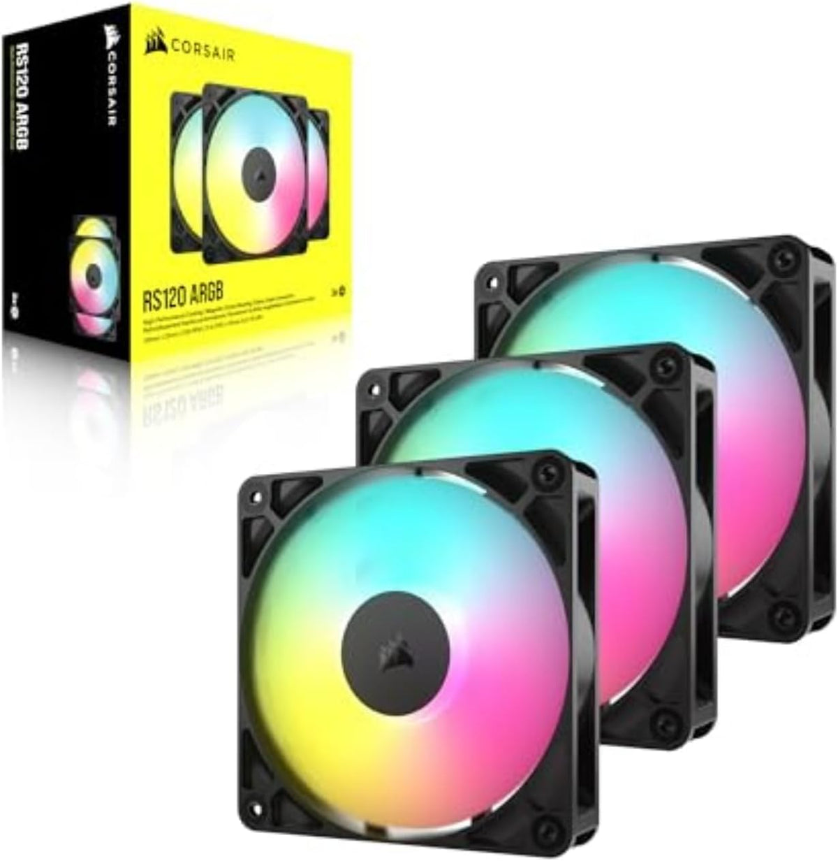 Corsair Rs120 Argb Case per Computer Ventilatore 12 Cm Nero 3 Pz (Rs120 Argb Computer Case Fan - 12 Cm Black 3 Pc[S] - Warranty: 12M)