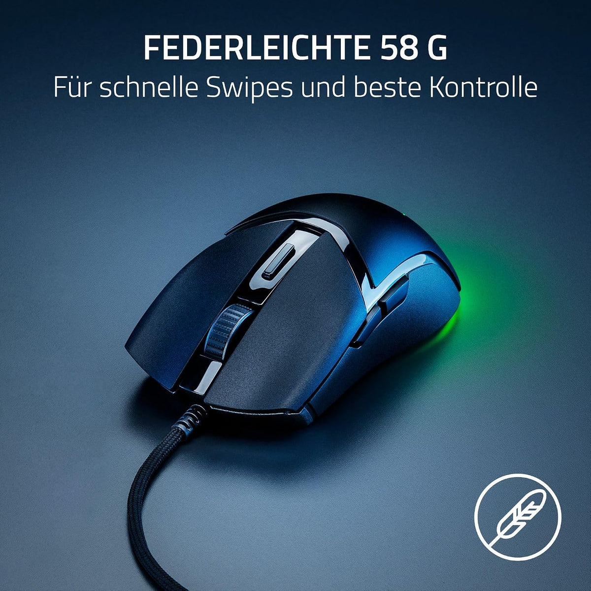 Razer Cobra - Leichte Kabelgebundene Gaming-Maus Mit Chroma RGB (Federleichte 57 G, Optische Maus-Switches Der 3. Gen, Chroma-Beleuchtung Mit Unterbodenbeleuchtung, Präzise Sensor-Anpassungen) Schwarz