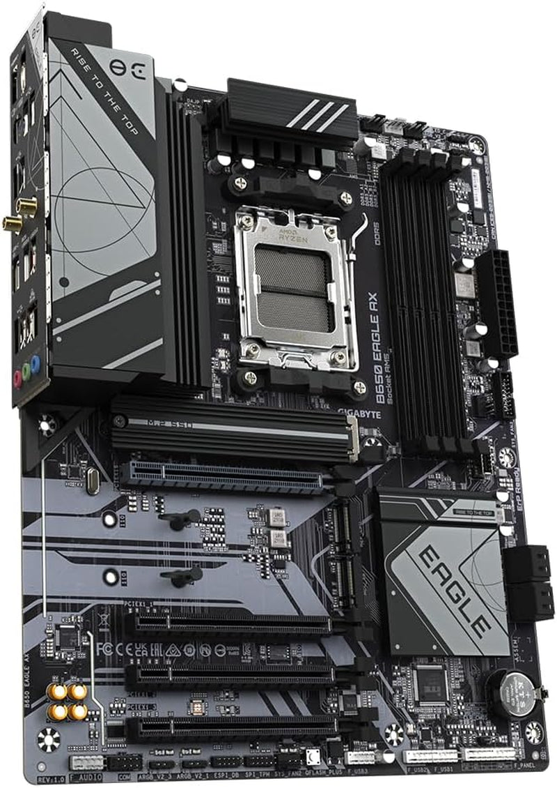 GIGABYTE B650 Eagle AX Mainboard - AMD Ryzen 9000Er-Serie, 12+2+2 Phasen VRM, Bis Zu 7600 Mhz DDR5 (OC), 1Xpcie 5.0 + 2Xpcie 4.0 M.2, Gbe LAN, Wifi 6E, USB 3.2 Gen 2