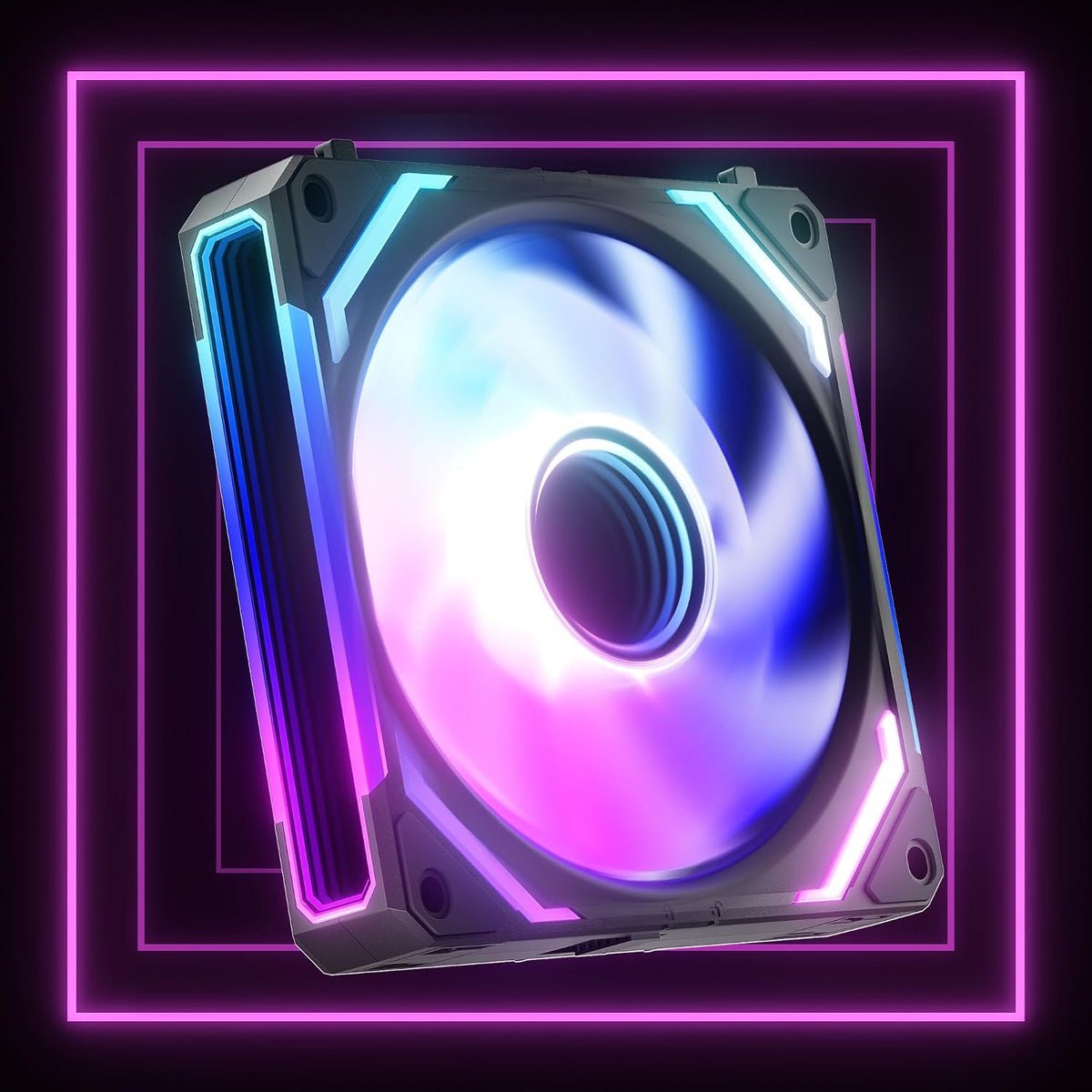 Asiahorse COSMIQ RGB PC Lüfter 120MM Gehäuselüfter, ARGB Daisy Chain PC Lüfter [Infinity Mirror] [FDB] 2000 RPM/68,5 CFM/24 LEDS 4 Pin PWN & 5V 3Pin ARGB Mit Controller. Schwarz