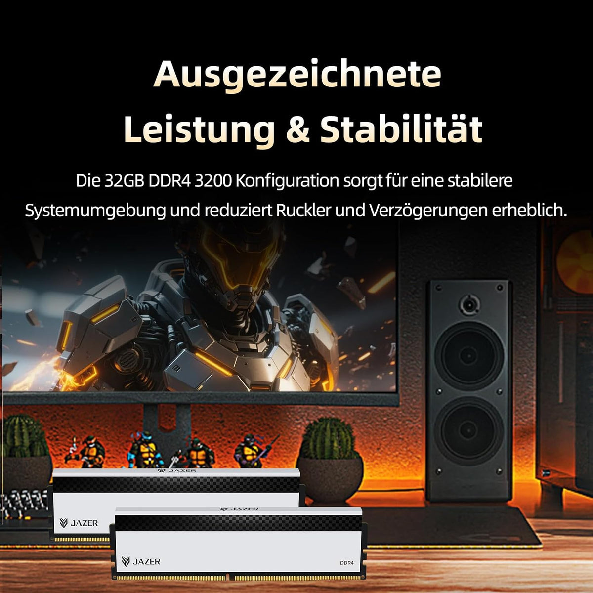 JAZER DDR4 RAM 32GB (2X16Gb) 3200Mhz Desktop Hochleistungs Memory