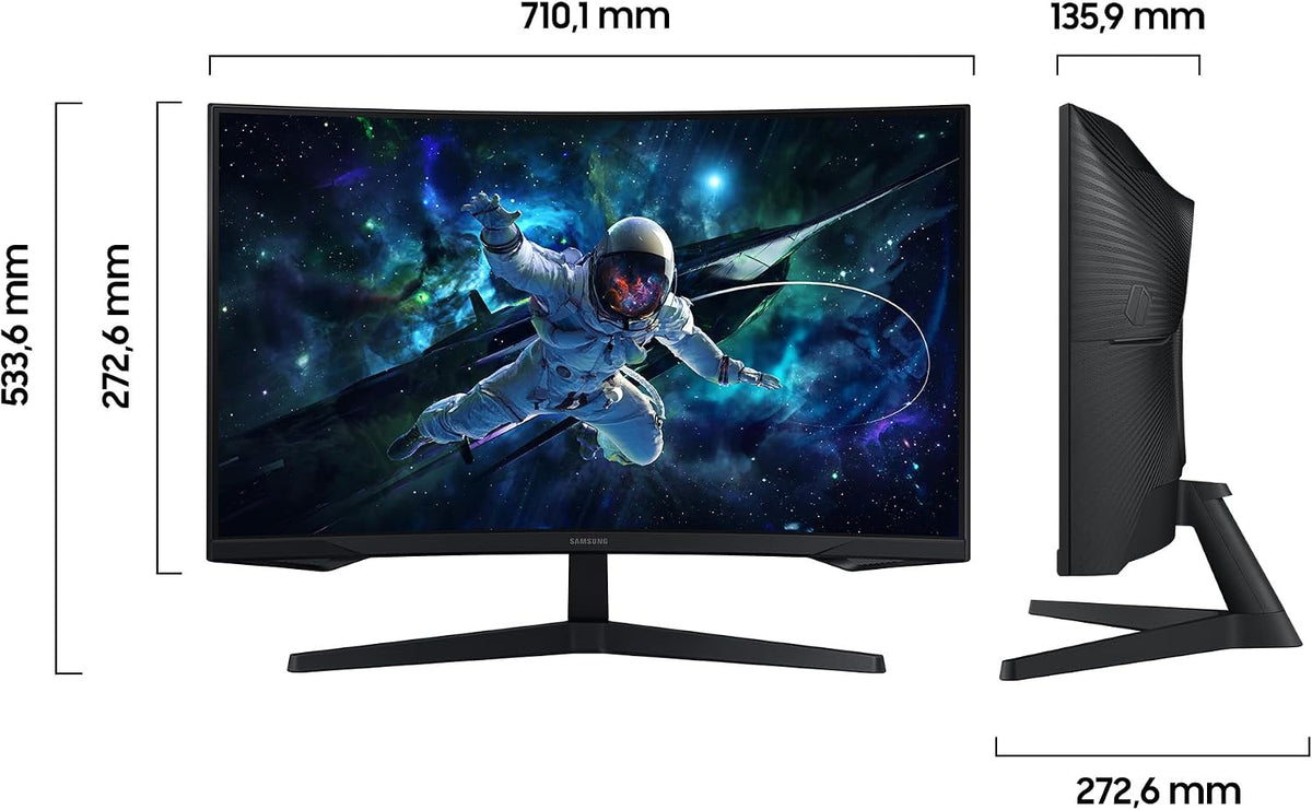 Samsung Odyssey G55C Curved Gaming Monitor 32 Zoll, Bildschirm Mit Va-Panel, 2.560 X 1.440 Pixel, 1.000R Radius, HDR10, AMD Freesync, 165 Hz, Reaktionszeit 1 Ms (MPRT), LS32CG554EUXEN