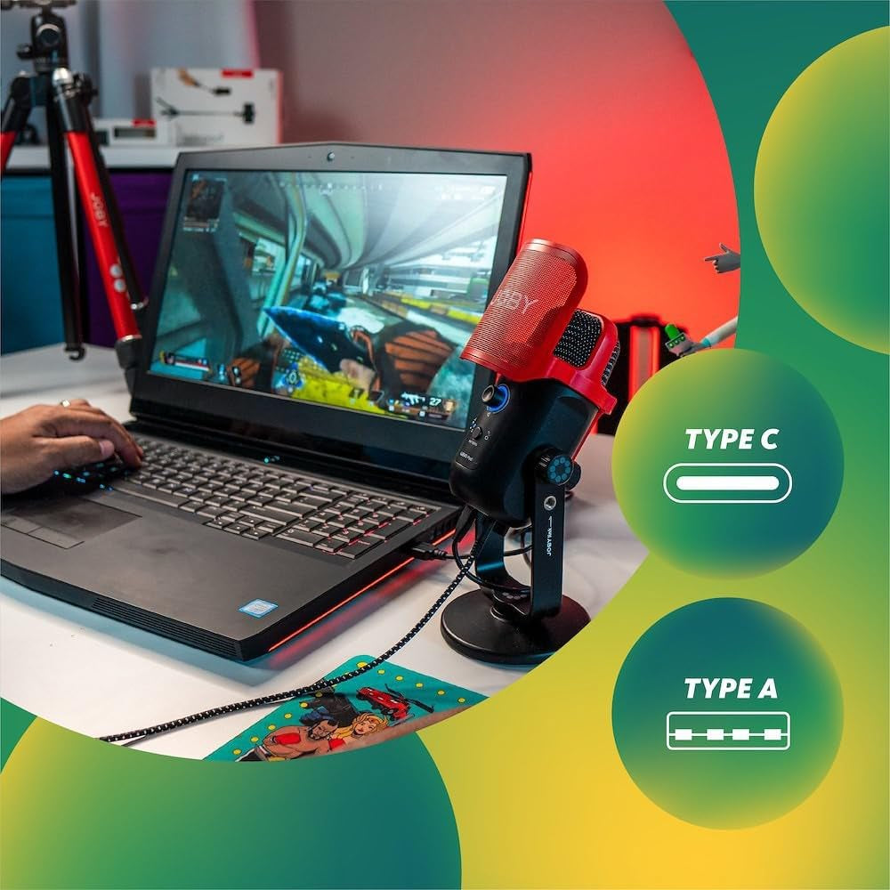 JOBY Wavo POD Usb-Kondensatormikrofon Für PC, Streaming USB Mikrofon, Gaming Podcasts, Mit Stummschaltung, Verstärkungsregelung, Live-Überwachung, Plug-And-Play Für PC Und Mac