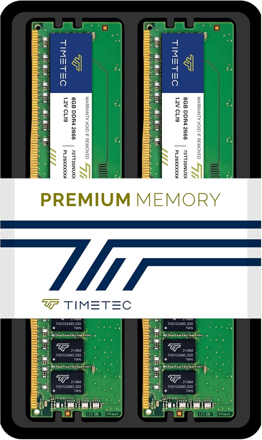 Timetec 16 GB KIT (2X8 GB) DDR4 2666 Mhz (PC4-2666V) PC4-21300 UDIMM Desktop-Ram – Non-Ecc Unbuffered, 288 Pin, 1,2 V, CL19 Dimm-Speichermodul