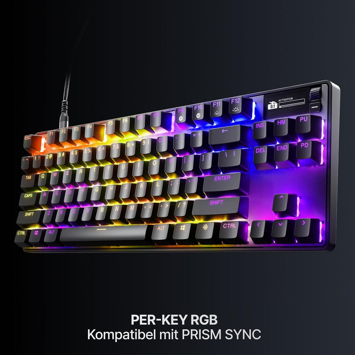 Steelseries APEX PRO TKL Gen-3-Gaming-Tastatur – Omnipoint 3.0 Analoge Magnetische Schalter, Quickset-Auto-Presets (Schnellabzug, Schnellantipp/Socd, Schutzmodus), OLED,RGB,PBT, USB-C, German QWERTZ