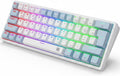 Defender® AMOX GK-585 Ultrakompakte Mechanische Tastatur – 61 Tasten Doppeleinspritzung + Hot Swap Auf OUTEMU Brown-Schaltern + Abnehmbares Typ-C-Kabel, Weiß