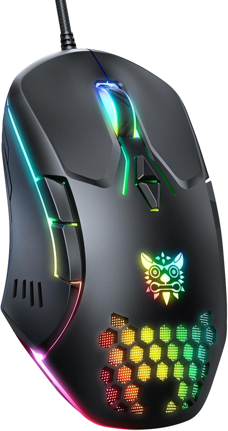 Kabelgebundene Pc-Gaming-Maus: Hochpräziser Sensor, Rgb-Hintergrundbeleuchtung, Einstellbare DPI, 7 Programmierbare Tasten, Ergonomische Maus Für Büro Und Gaming Unter Windows/Mac/Linux/Chrome OS