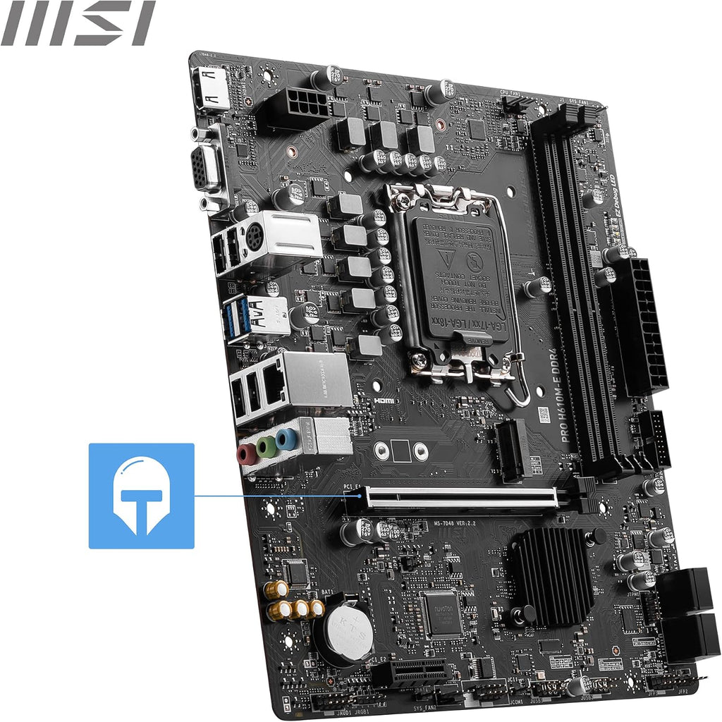 MSI PRO H610M-E DDR4 Motherboard, Micro-Atx - Unterstützt Intel 12Th Gen Core Prozessoren, LGA 1700-2X DIMM (3200Mhz), 1X Pcie 4.0 X16 Slot, 1 X M.2 Gen3, USB 3.2 Gen1, 1G LAN, HDMI 1.4 & VGA
