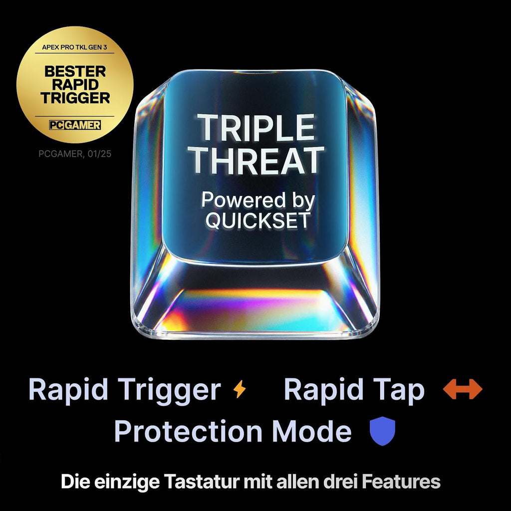 Steelseries APEX PRO TKL Gen-3-Gaming-Tastatur – Omnipoint 3.0 Analoge Magnetische Schalter, Quickset-Auto-Presets (Schnellabzug, Schnellantipp/Socd, Schutzmodus), OLED,RGB,PBT, USB-C, German QWERTZ