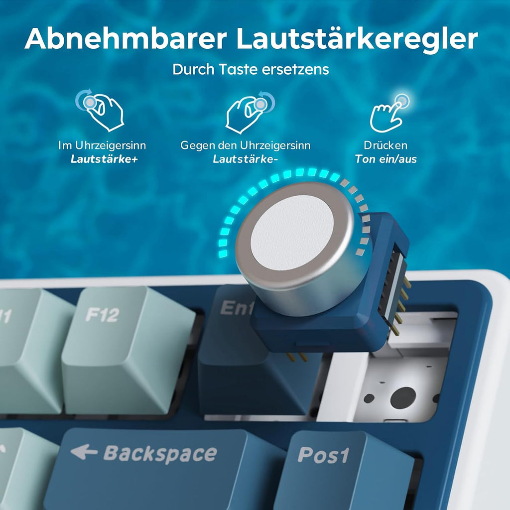 RK ROYAL KLUDGE R75 Mechanische Tastatur Kabellos 75% Blau Creamy Switches