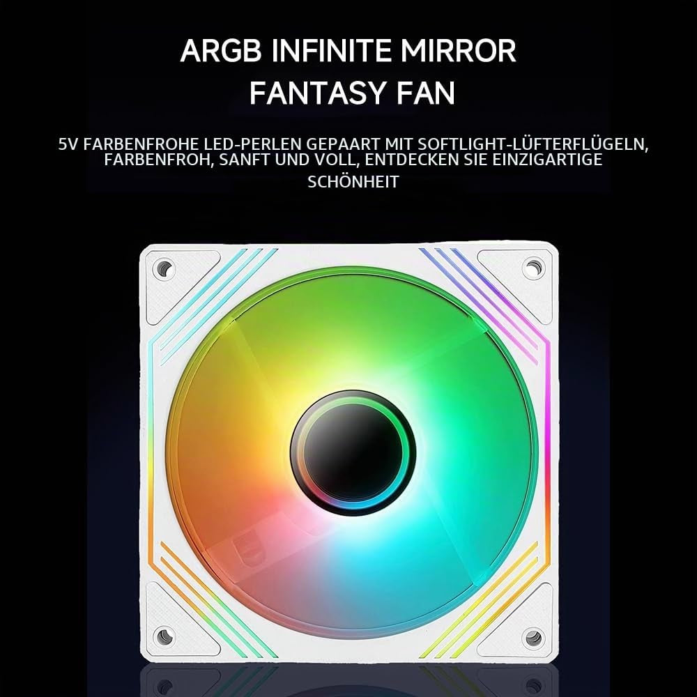 TZMRIT 140Mm RGB Lüfter,5V 3PIN ARGB 4PIN PWM Lüfter (Schwarz Reverse Flow)