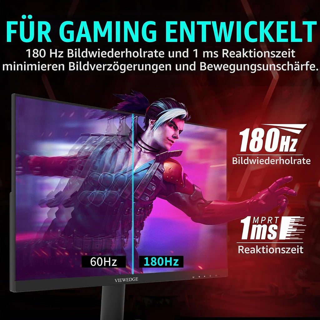 Gaming Monitor 24 Zoll FHD 180Hz,Va-Panel 1Ms,Pc Monitor 1080P