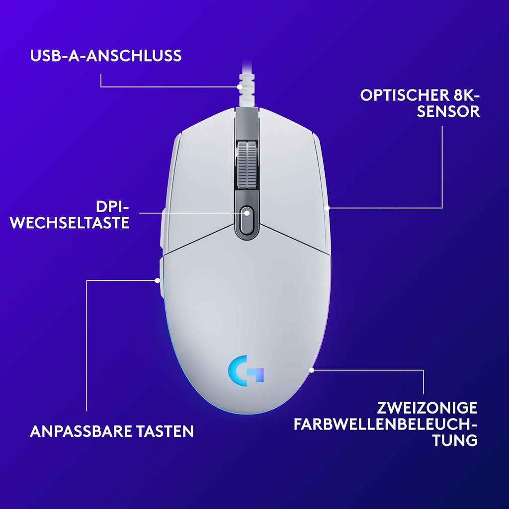 Logitech G203 Gaming-Maus Mit Anpassbarer LIGHTSYNC Rgb-Beleuchtung