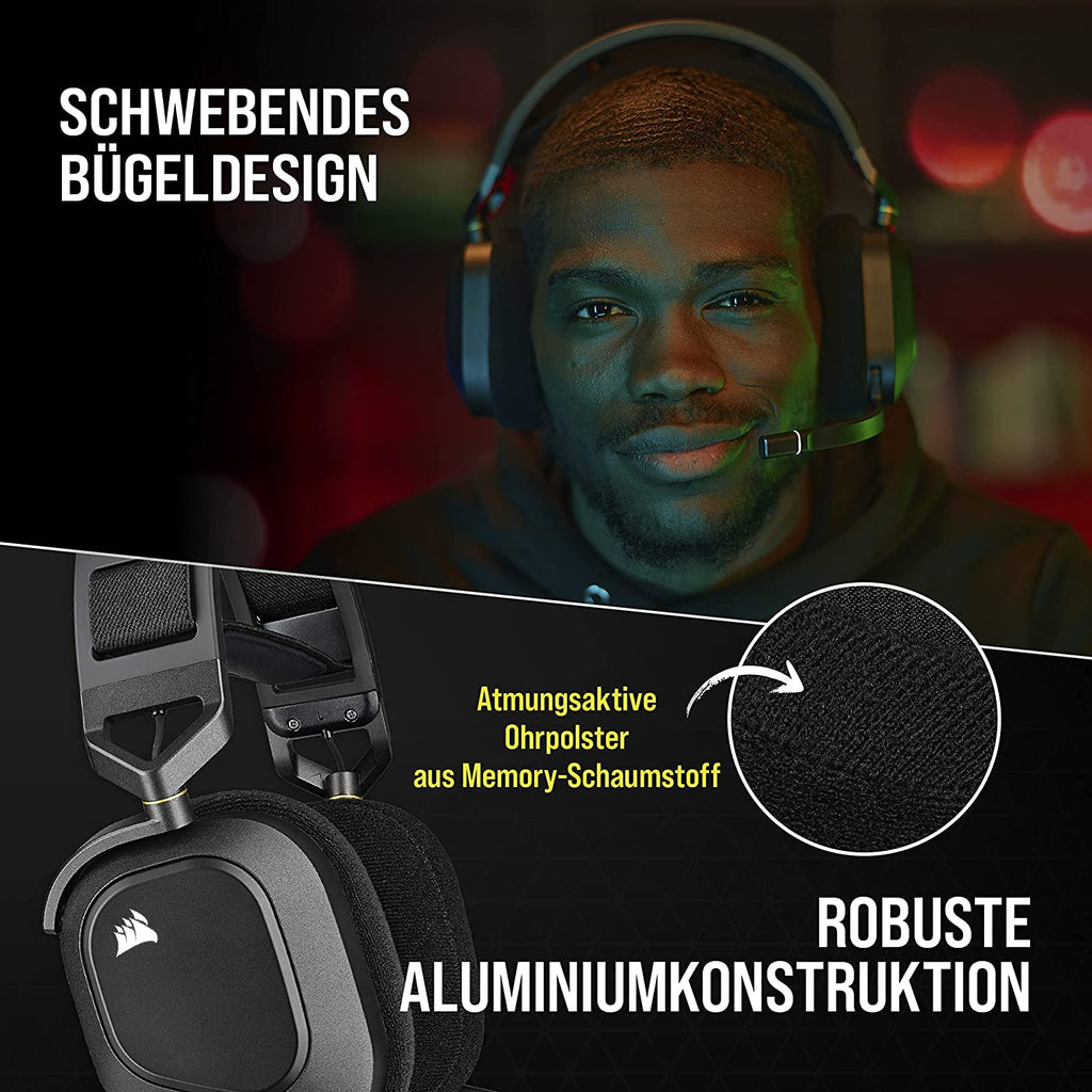 CORSAIR HS80 RGB WIRELESS Gaming Headset – Schwarz