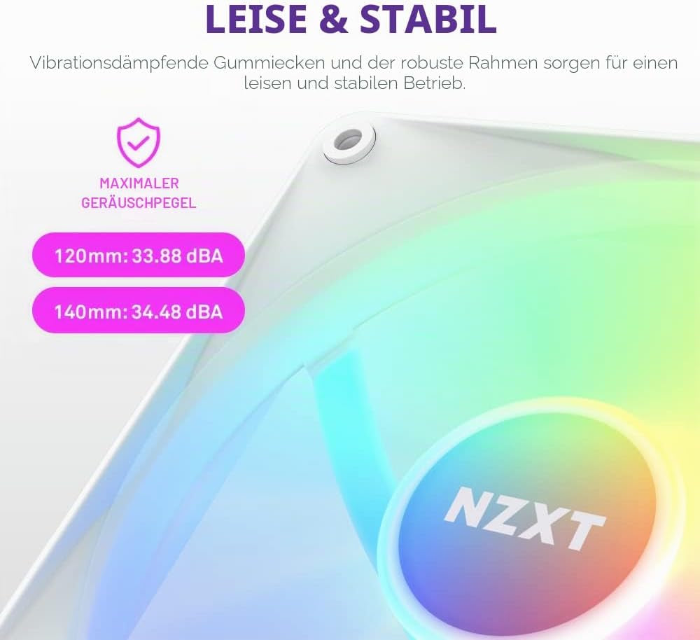NZXT F120 RGB Core - 120Mm Hub-Montierter RGB Pc-Lüfter - Weiß