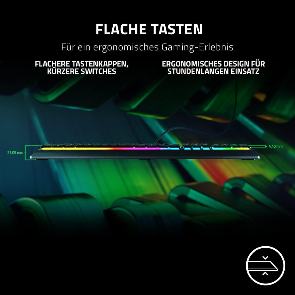 Razer Ornata V3 Tenkeyless - Kompakte Flache Gaming-Tastatur (Mecha-Membran-Switches, Tastenkappen Mit Anti-Uv-Beschichtung, Beleuchtete Separate Medientasten) QWERTZ De-Layout | Schwarz