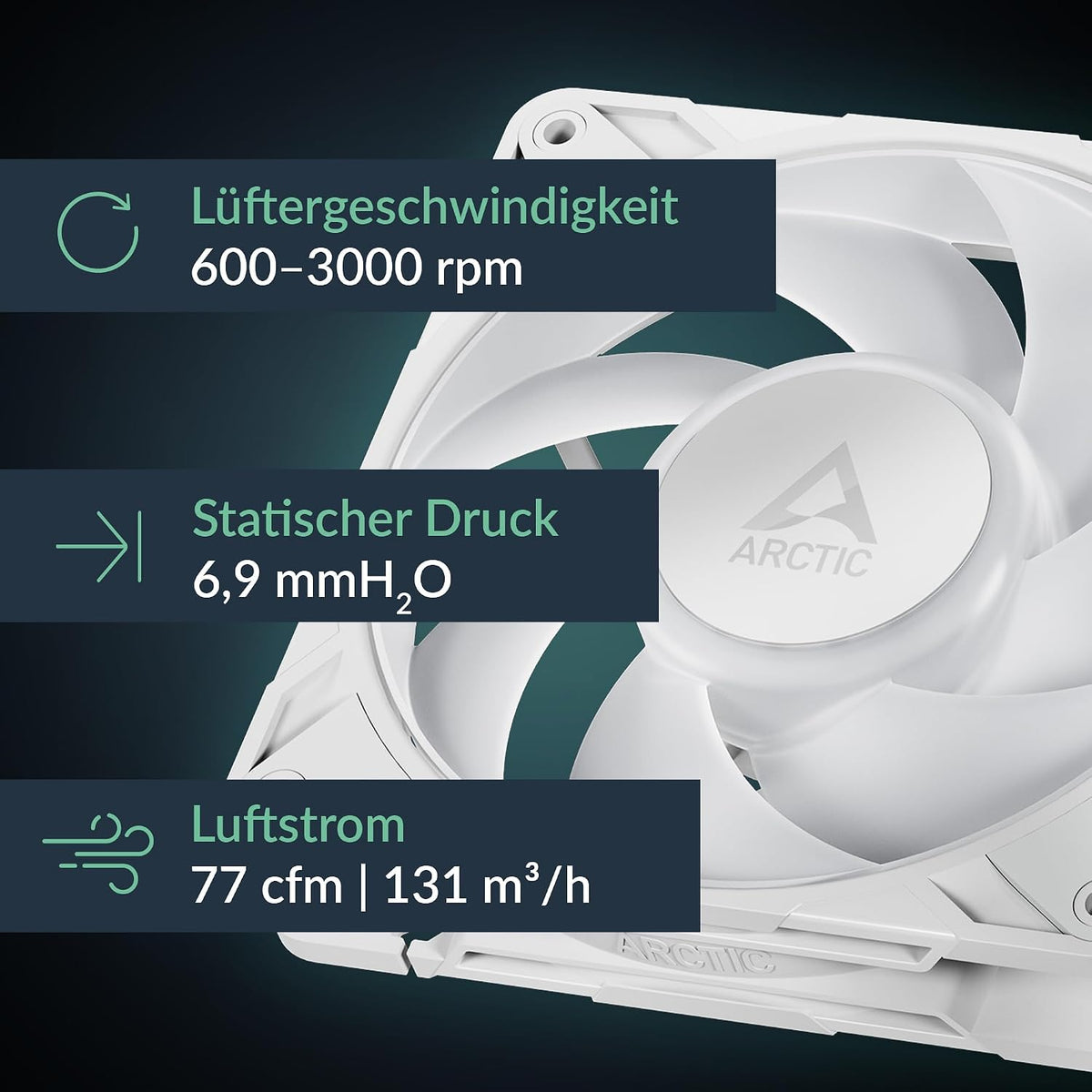 ARCTIC P12 Pro A-RGB (3 Stück) - Leistungsstarker 120 Mm Premium PC Lüfter