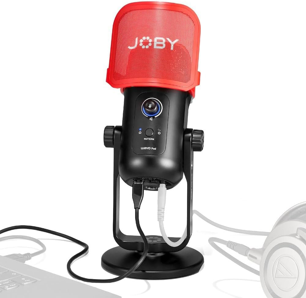JOBY Wavo POD Usb-Kondensatormikrofon Für PC, Streaming USB Mikrofon, Gaming Podcasts, Mit Stummschaltung, Verstärkungsregelung, Live-Überwachung, Plug-And-Play Für PC Und Mac