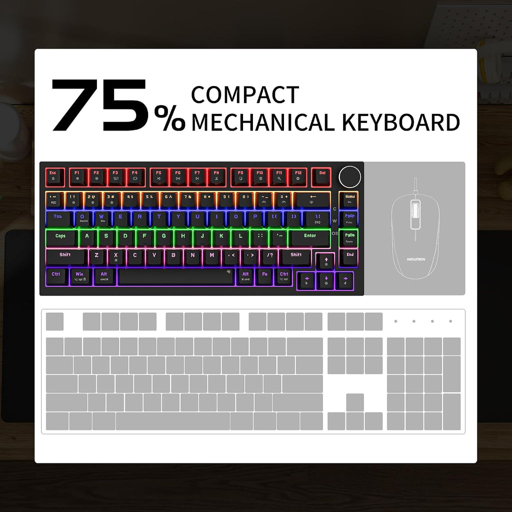 GM326 Gaming Tastatur,Mechanische Tastatur,Kabel,75 Prozent,Usb C