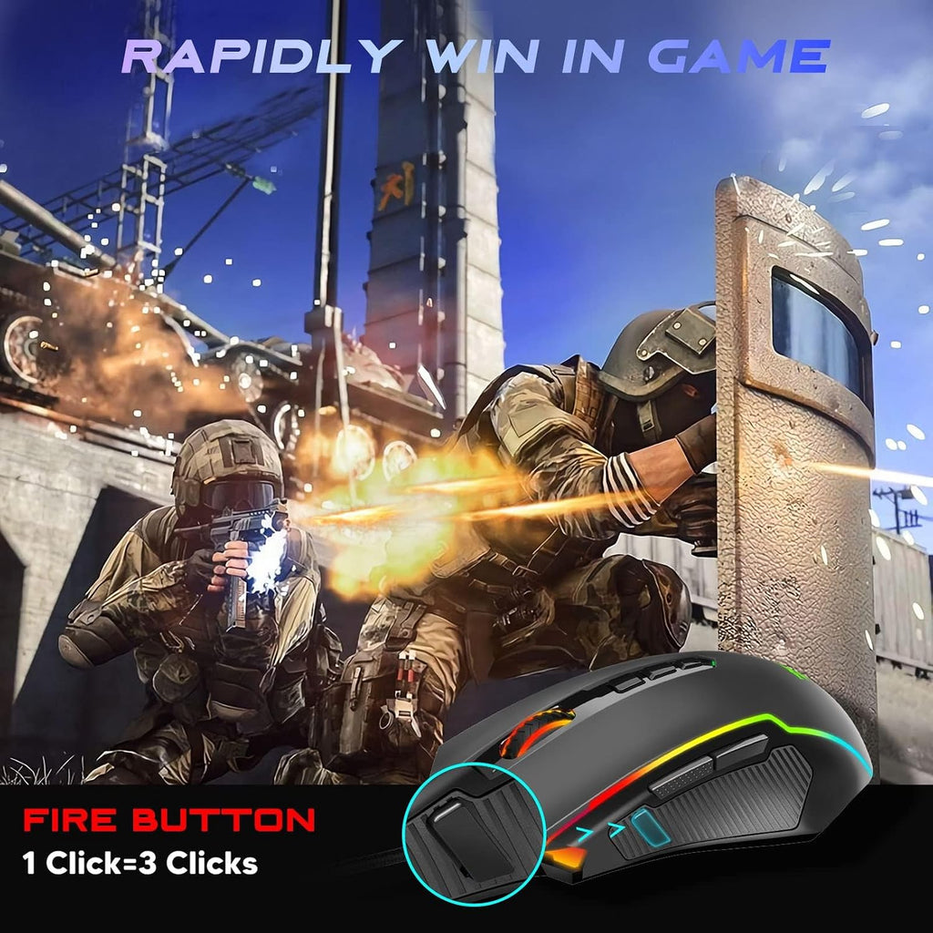 Redragon Gaming Maus, Gaming Mouse Mit RGB Und Einstellbar 8000 DPI, Maus Mit 9 Programmierbare Tasten Und Feuertaste, RGB Gaming Maus Mit Ergonomisches Design F¨¹R Mmo/Fps/Pc/Windows/Mac, M910-K