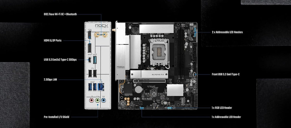 Asrock B860M Rock Wifi Intel B860 Lga 1851 [Socket V1] Micro Atx (B860M Rock Wifi)