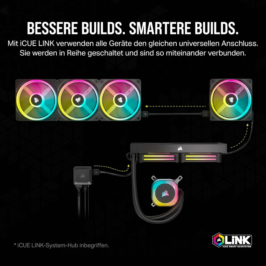 CORSAIR Icue LINK QX120 RGB 120Mm RGB Lüfter - Dreierpack - Schwarz