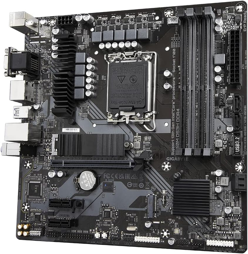 GIGABYTE B760M DS3H DDR4 Motherboard - Unterstützt Intel Core 14. Generation Cpus, 6+2+1 Phasen Digital VRM, Bis Zu 5333Mhz DDR4 (OC), 2Xpcie 4.0 M.2, 2.5Gbe LAN, USB 3.2 Gen2