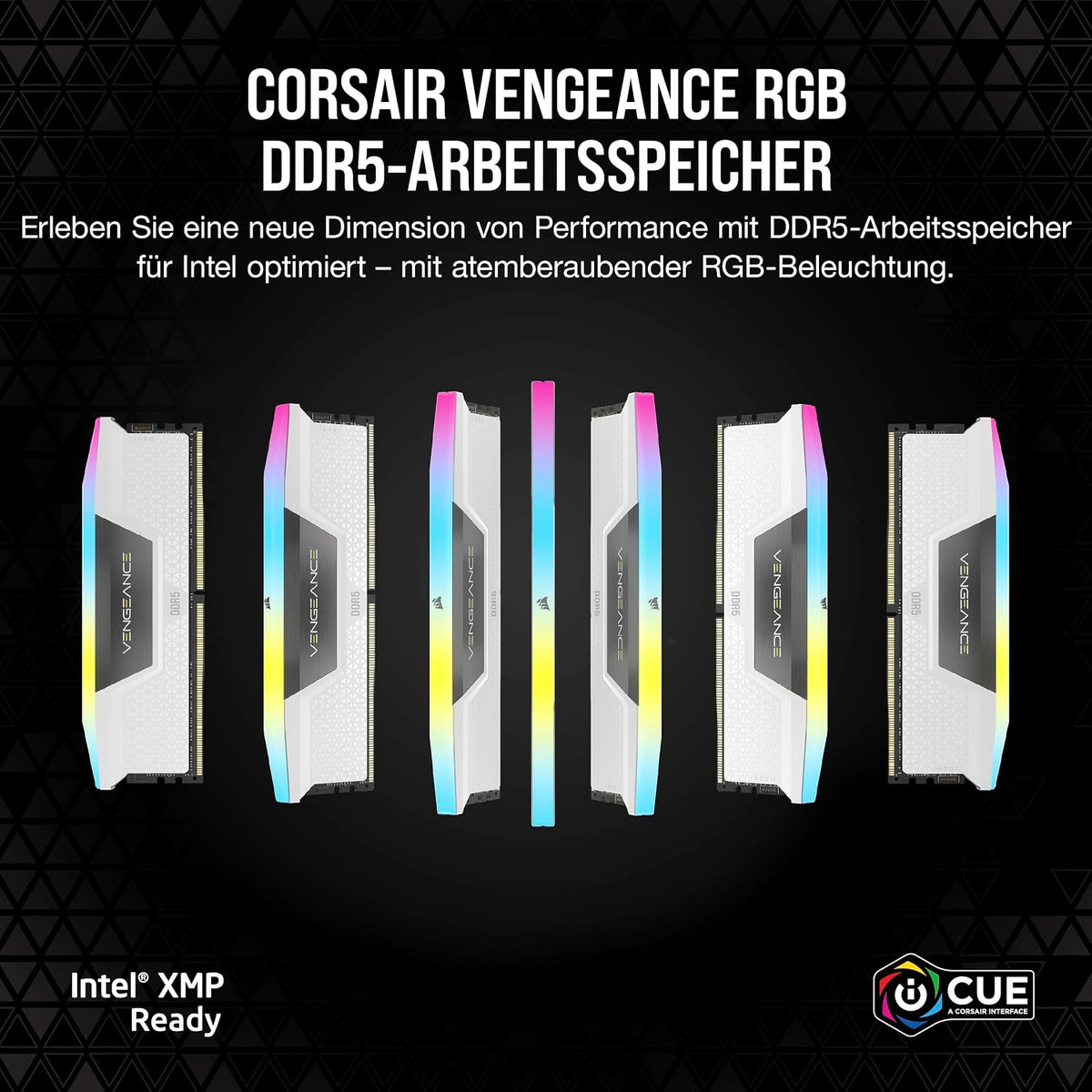 CORSAIR Vengeance RGB DDR5 RAM 32GB (2X16Gb) Bis Zu 6000Mhz CL36 Intel XMP 3.0 Desktop-Arbeitsspeicher – Weiß (CMH32GX5M2E6000C36W)