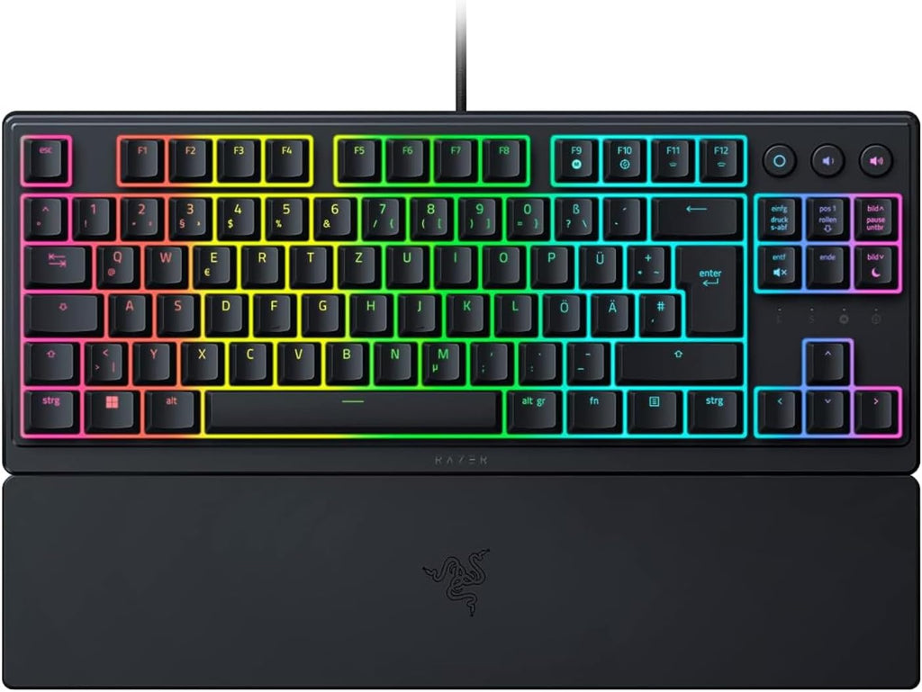 Razer Ornata V3 Tenkeyless - Kompakte Flache Gaming-Tastatur (Mecha-Membran-Switches, Tastenkappen Mit Anti-Uv-Beschichtung, Beleuchtete Separate Medientasten) QWERTZ De-Layout | Schwarz
