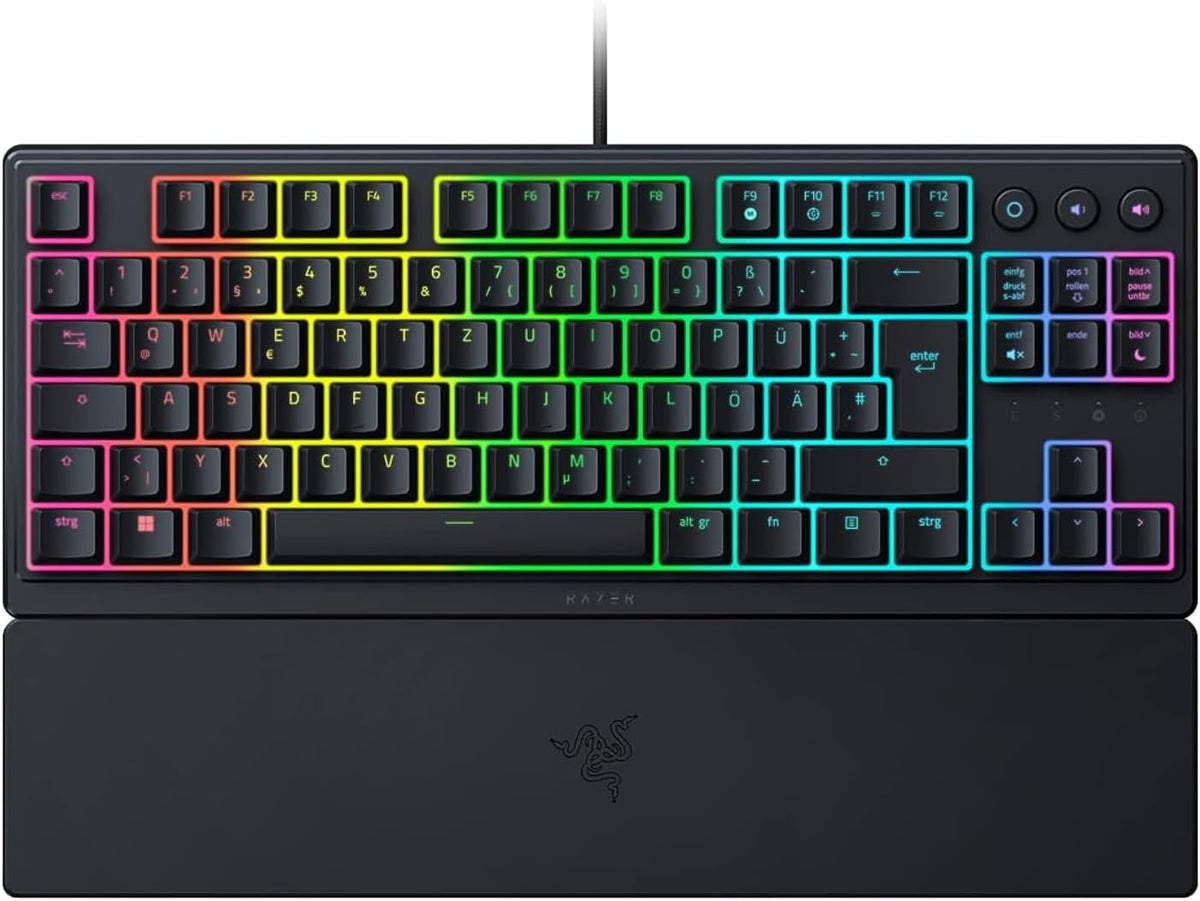 Razer Ornata V3 Tenkeyless - Kompakte Flache Gaming-Tastatur (Mecha-Membran-Switches, Tastenkappen Mit Anti-Uv-Beschichtung, Beleuchtete Separate Medientasten) QWERTZ De-Layout | Schwarz